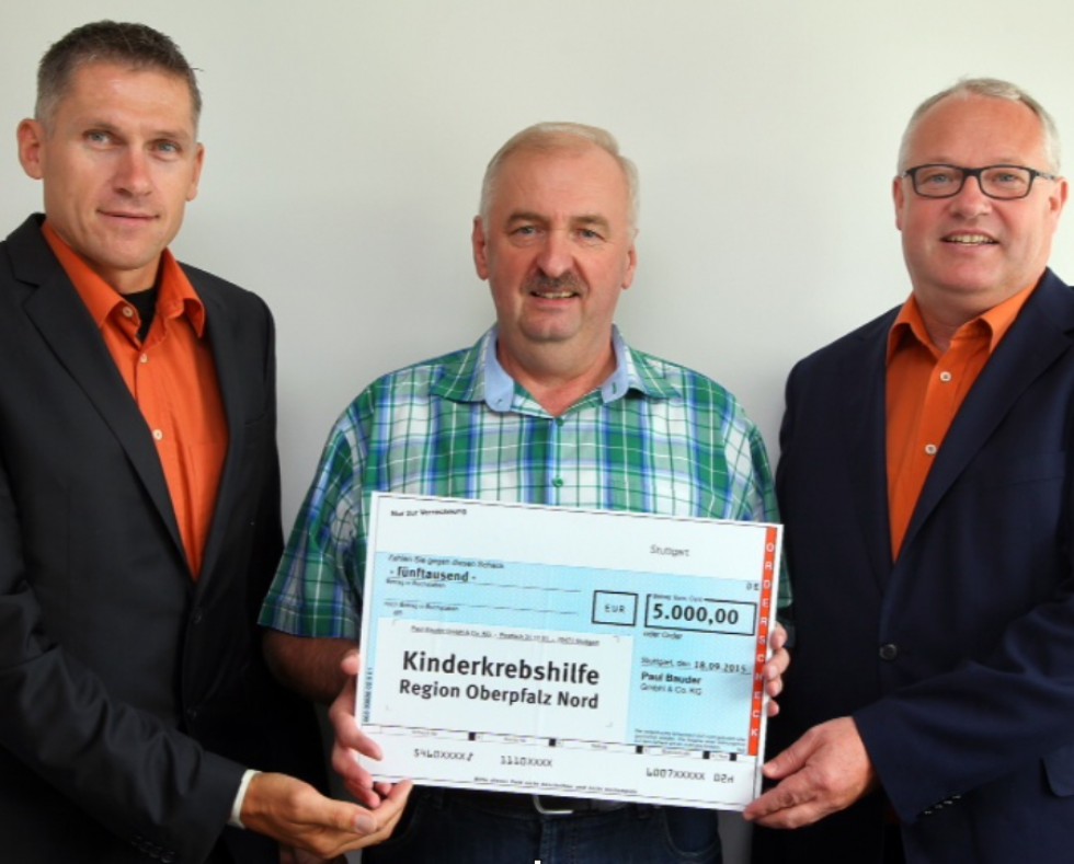 Firma Bauder spendet 5.000 Euro an die Kinderkrebshilfe in der Region  Oberpfalz Nord e.V.