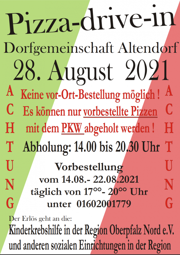 Pizza-Drive-in - Dorfgemeinschaft Altendorf